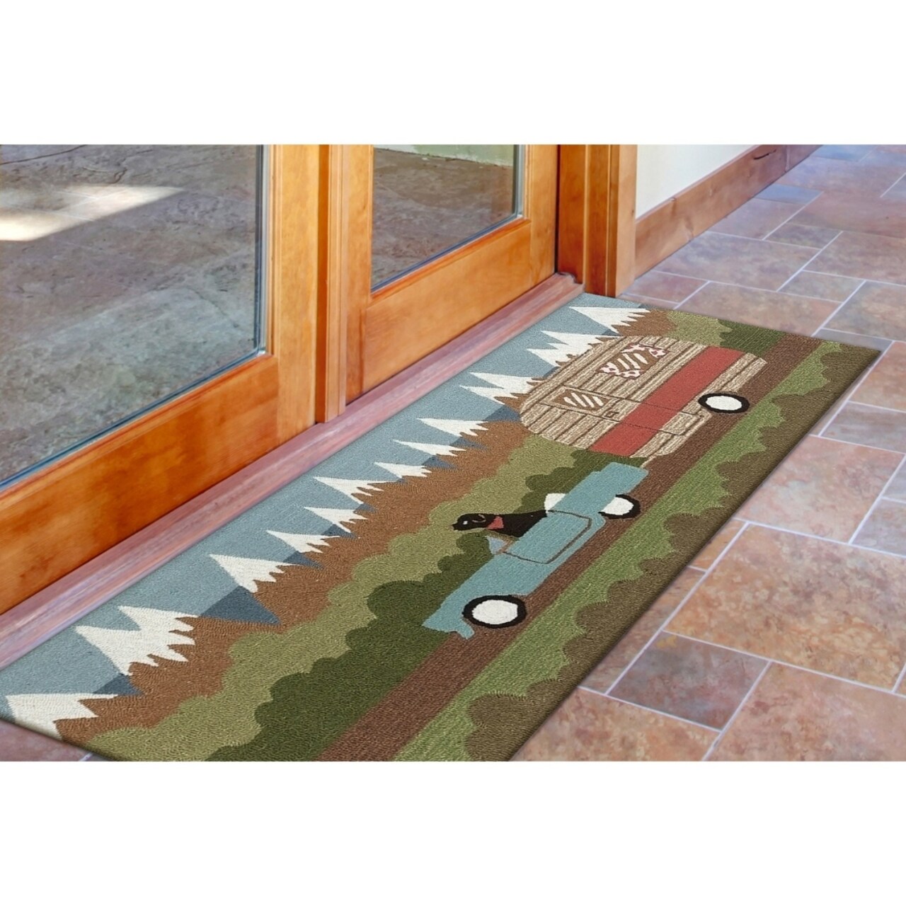 The Rug Department Liora Manne Frontporch Camping Dog Indoor Outdoor Area  Rug Green